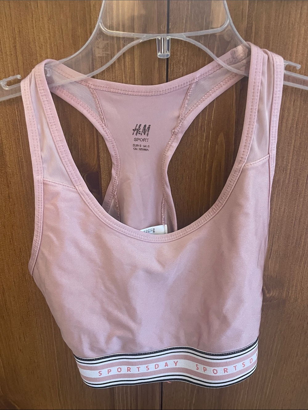 H&M Sport Light Pink Racerback Sports Bra with Branded Band